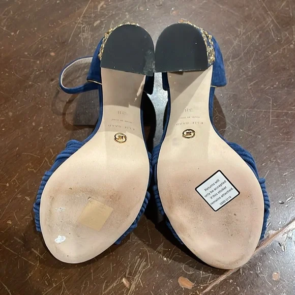 ELIE SAAB Women's Slingback Block Heel Sandal Size EU 38 In Blue - Picture 7 of 9